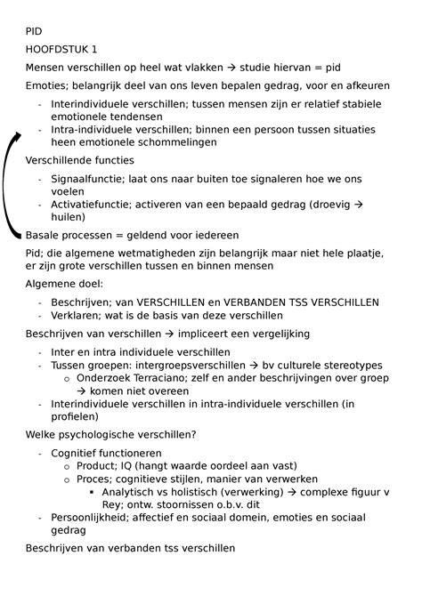 PID Korte Samenvatting PID HOOFDSTUK 1 Mensen Verschillen Op Heel Wat