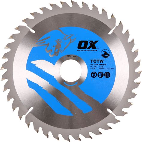 OX TCT Circular Saw Blade 190 X 30 X 40T Toolstation