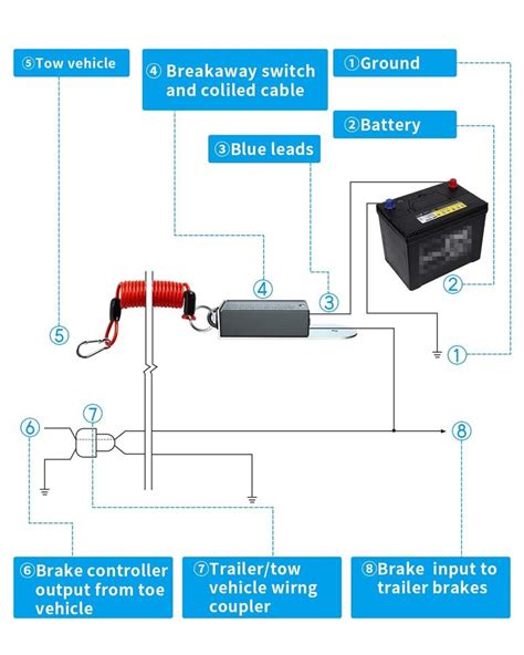 Bestune Trailer Breakaway Switch With 4 Ft Breakaway Coiled Cable