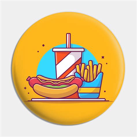 Hotdog French Fries And Soft Drink Cartoon Vector Icon Illustration