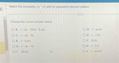 Solved Match The Inequality X With Its Equivalent Interval