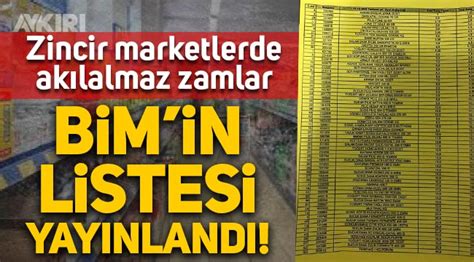 Zincir Marketlerde Ak Lalmaz Zamlar B M In Fiyat Listesi Yay Nland