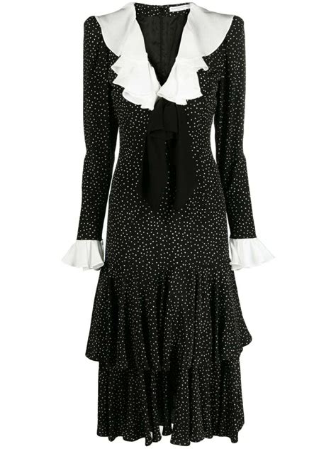 Alessandra Rich Polka Dot Silk Long Dress Alessandra Rich