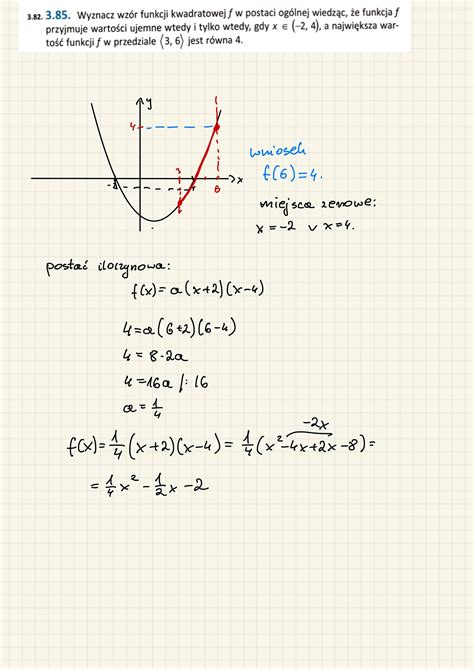 Powtórka przed maturą matematyka zadania 3 85 Wyznacz wzór funkcji