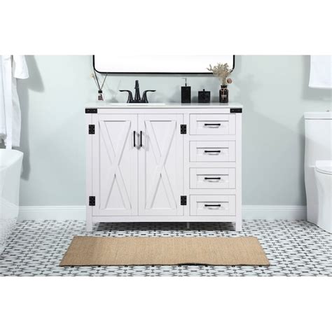 Elegant Decor Home Furnishing 42 In White Undermount Single Sink Bathroom Vanity With Ivory