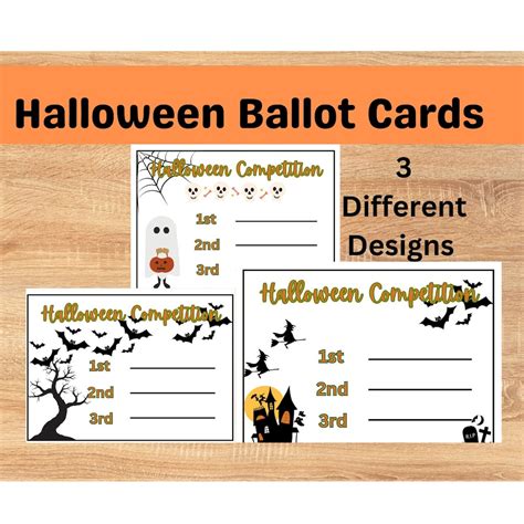 Halloween Ballot Cards Set Of Halloween Competition Printable Voting