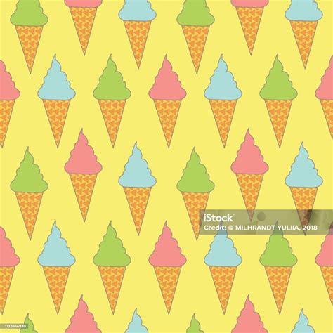 Ice Cream Cone Seamless Pattern Stock Illustration Download Image Now