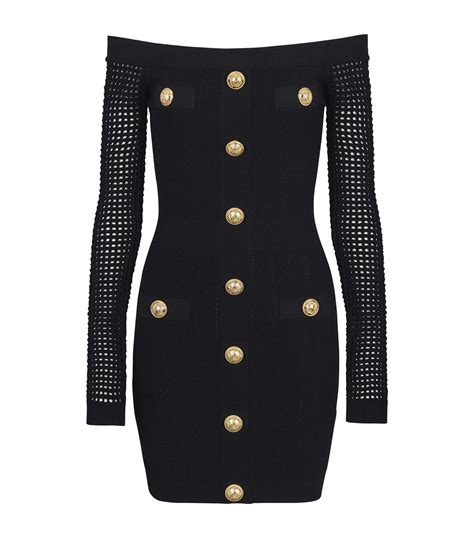 Balmain Off The Shoulder Mini Dress Harrods Us