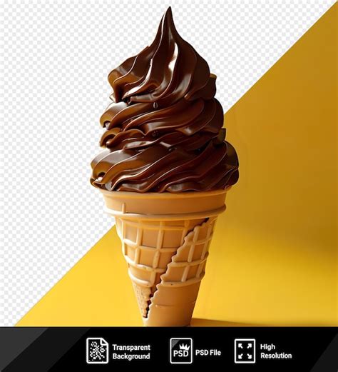 Premium Psd Premium Of Swirled Chocolate Soft Serve Ice Cream Cone On