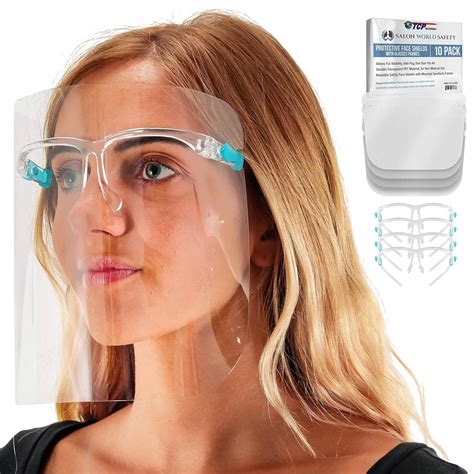 Tcp Global Salon World Safety Face Shields With Glasses Frames Pack Of