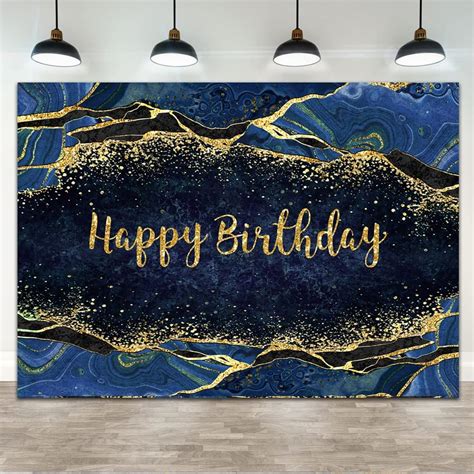 Ticuenicoa 7×5ft Navy Blue Backdrop Fluid Happy Birthday