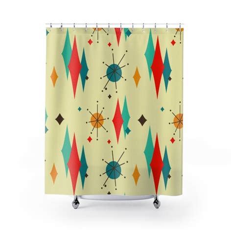 Atomic Starburst Diamond Mid Century Modern 71x74 Shower Etsy