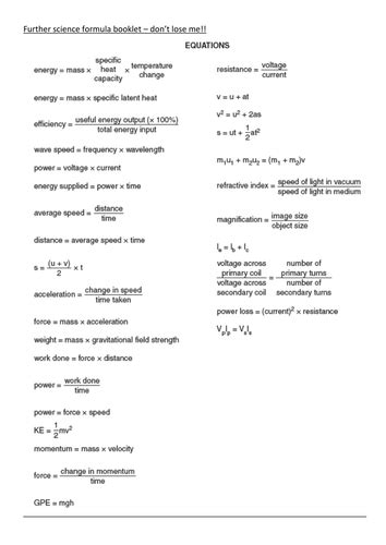 Suvat Equations For Science Teaching Resources