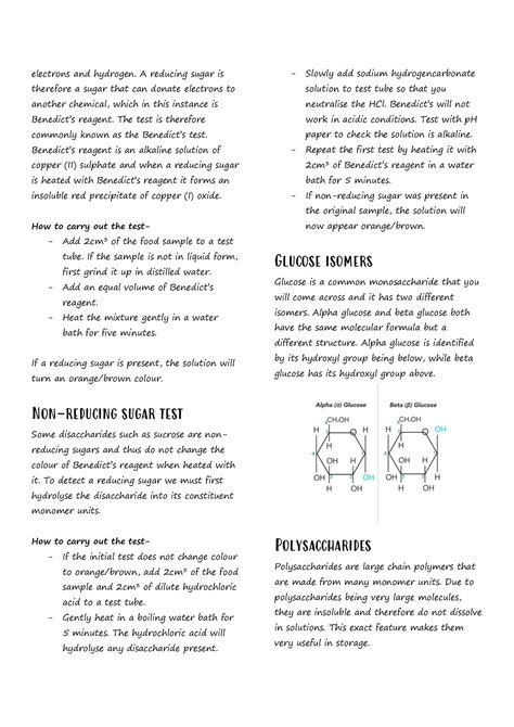 Solution Aqa Biology Topic Biological Molecules Revision Guide