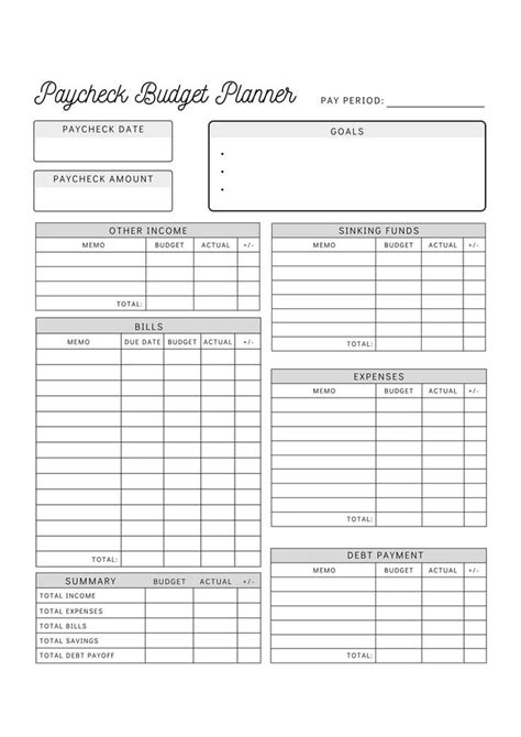 Budget By Paycheck Printables