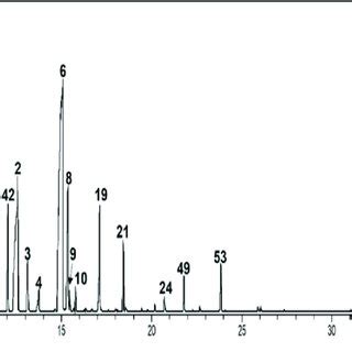 Gc Ms Representative Chromatogram Of Volatile Oil Of Aerial Parts Of