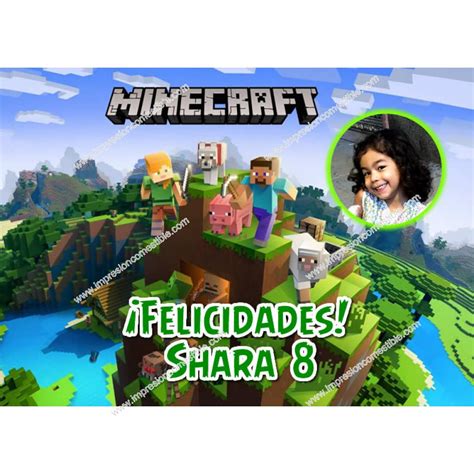 Oblea Minecraft Montaje Con Foto Dina Env O H