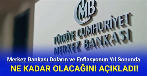 Merkez Bankas Dolar N Ve Enflasyonun Y L Sonunda Ne Kadar Olaca N