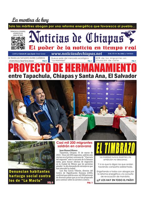 Peri Dico Noticias De Chiapas Edici N Virtual Viernes De Abril De