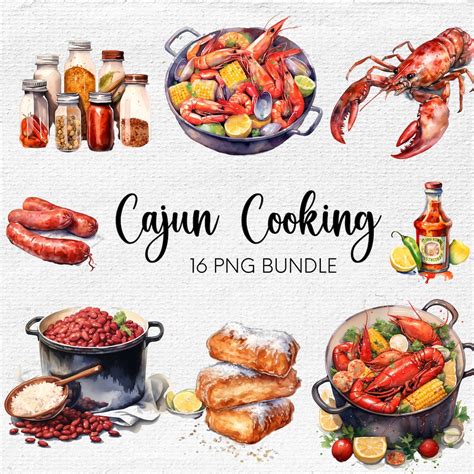 Cajun Cooking Watercolor Clipart Bundle Louisiana Png Louisiana