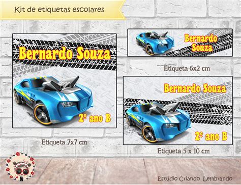 Etiquetas Escolares Personalizadas Hot Wheels Elo