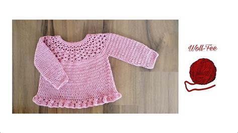 Baby Pullover häkeln Gr 74 Schritt für Schritt Anleitung super