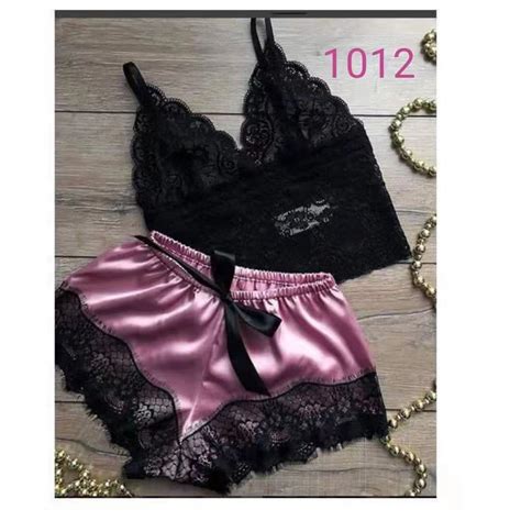 Pijama No Estilo Lingerie De Renda Cores Enviadas Aleatoriamente Shopee Brasil