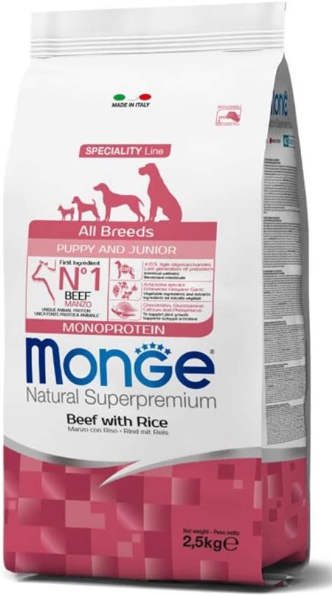 Monge Natural Superpremium PUPPY AND JUNIOR BEEF AND RICE Cibo Per