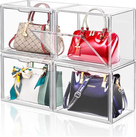 Dilibra 4 Packs Clear Plastic Handbag Storage Organizer For