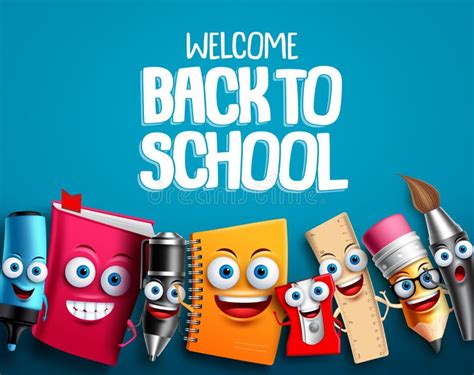 Back To School Vector Characters Background Template with Funny ...