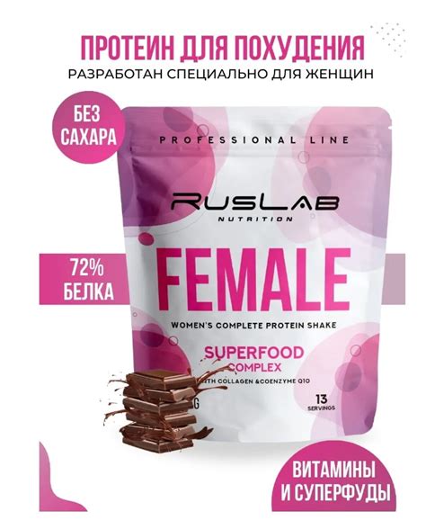 Протеиновый коктейль Ruslabnutrition FEMALE PROTEIN шоколад | отзывы