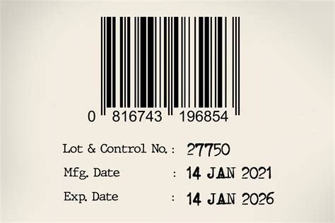 Expiry Date And Manufacturing Date With Bar Code Stock Photo At