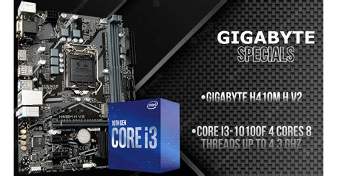 GIGABYTE H410M H V2 Motherboard + Intel Core i3-10100F Processor ...