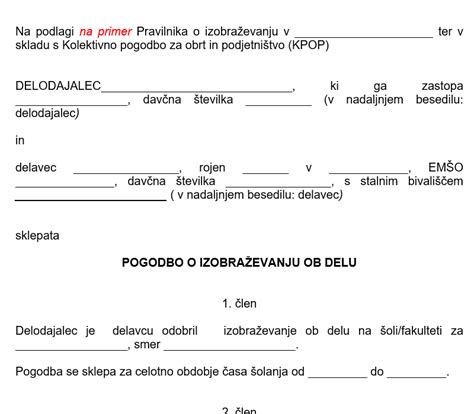 Pogodba O Zaposlitvi Za Dolo En As Zdops