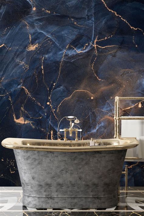 Navy Blue Marble Wallpaper Peel And Stick Marble Texture Wall Mural