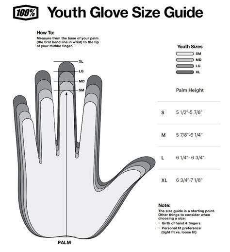 100% Youth Glove Sizing Chart – 99bikes.co.nz