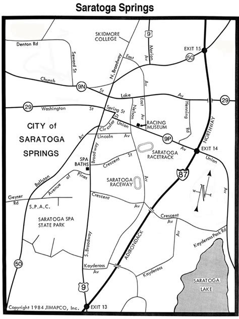 City Of Saratoga Springs Map In Upstate Ny Lake George Guide