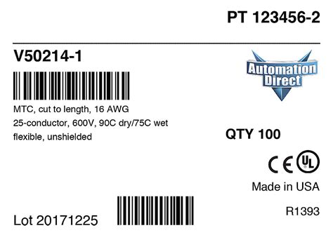 Control Bulk Cable: 16 AWG, cut to length (PN# V50214-1) | AutomationDirect