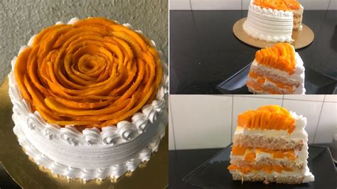 Fresh Mango Cake Recipe Mango Rose Cake How To Make Mango Layer