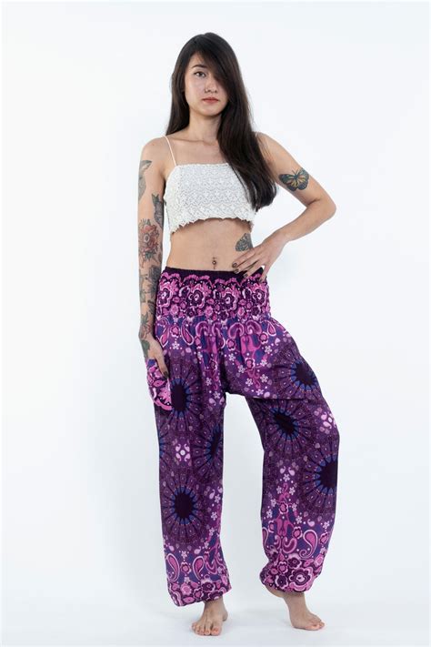 Paisley Mandalas Womens Harem Pants In Purple