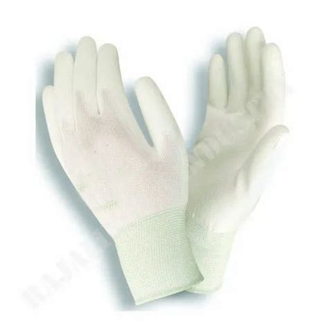 White Full Fingered PU Coated Hand Gloves For Construction Heavy Duty