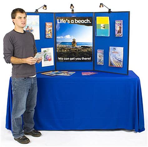 Blue Presentation Boards Trade Show Displays With Accent Lights