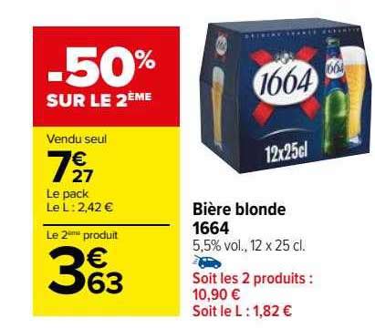 Promo Bière Blonde 1664 chez Carrefour Market iCatalogue fr