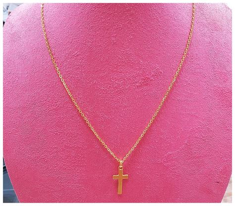 24k Solid Gold Cross Pendant Pure Gold By Estherleejewel Etsy