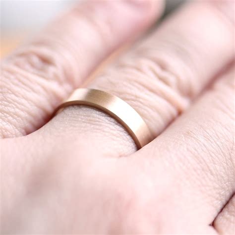 Mens Gold Wedding Band Unisex 4mm Brushed Flat 10k Etsy