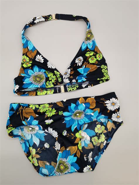 S Deadstock Vintage Bikini Two Piece Floral Flowers S Size XS Size NOS Etsy