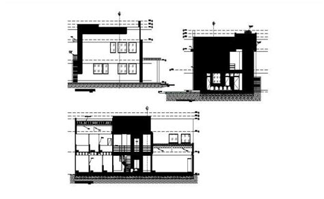 Office Building Elevation And Section CAD Drawing