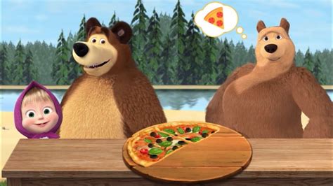 Masha And The Bear Delivering Bears Favorite Pizza To The She Bear