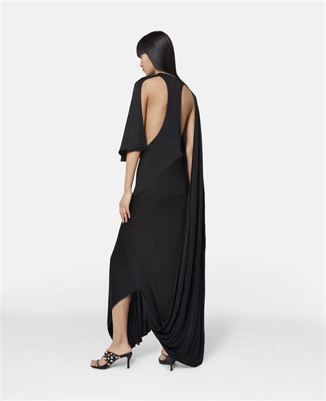 Women Black Asymmetric Cape Sleeve Dress Stella Mccartney Us