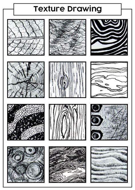 Texture Line Drawing Techniques Worksheet Texture Drawing